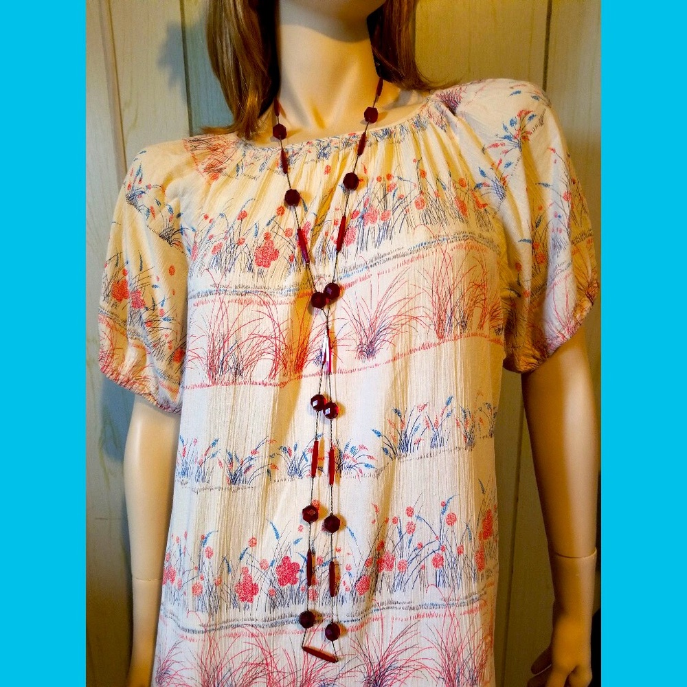 Vintage 60s Gauze PUFF SLV Peasant Tunic Dress BOHO HIPPIE